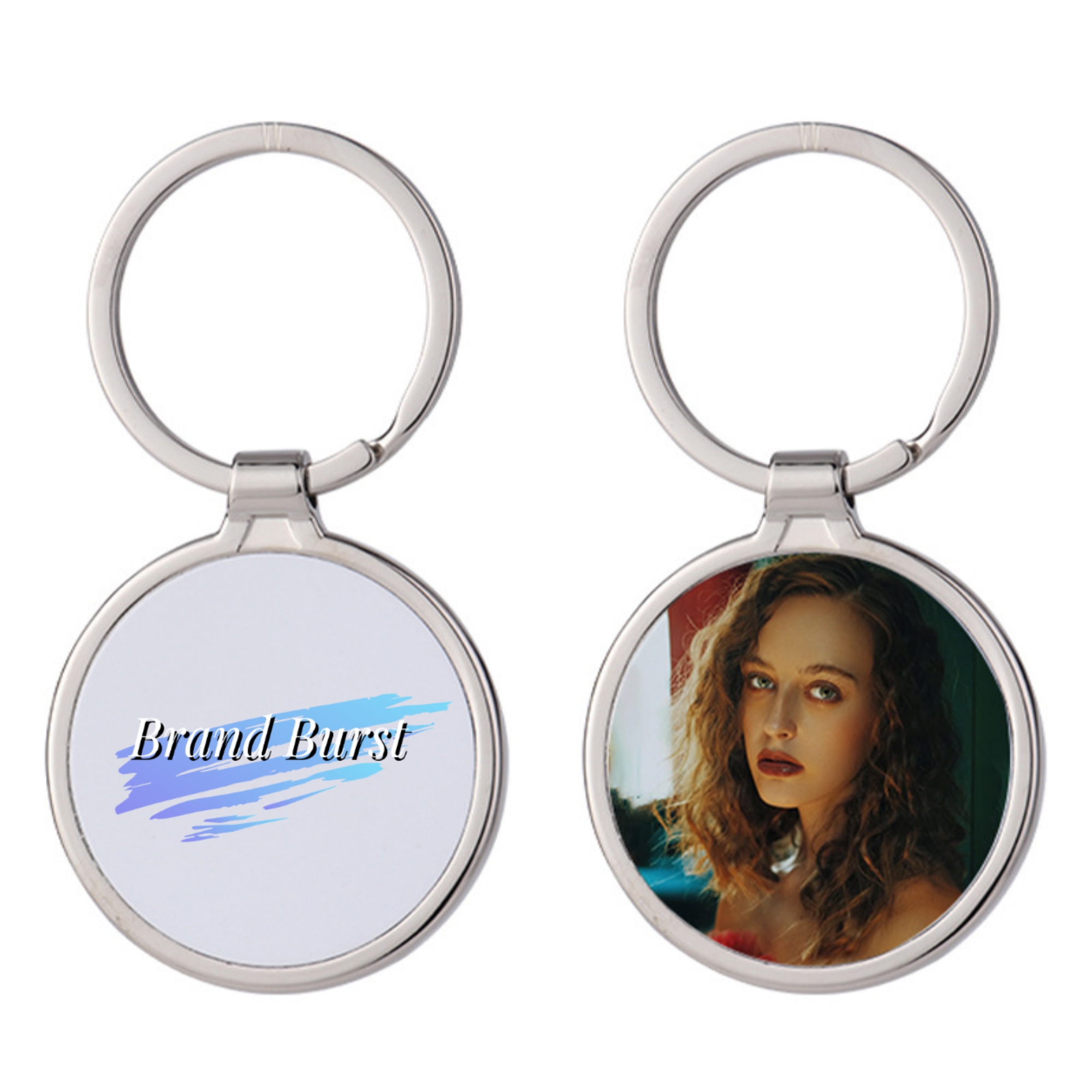 Metal Heat Transfer Keychain Round