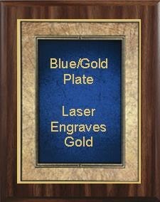 8" x 10" Classic Walnut Finish Plaque with a Gold Border Blue Art Plaque Plate 2