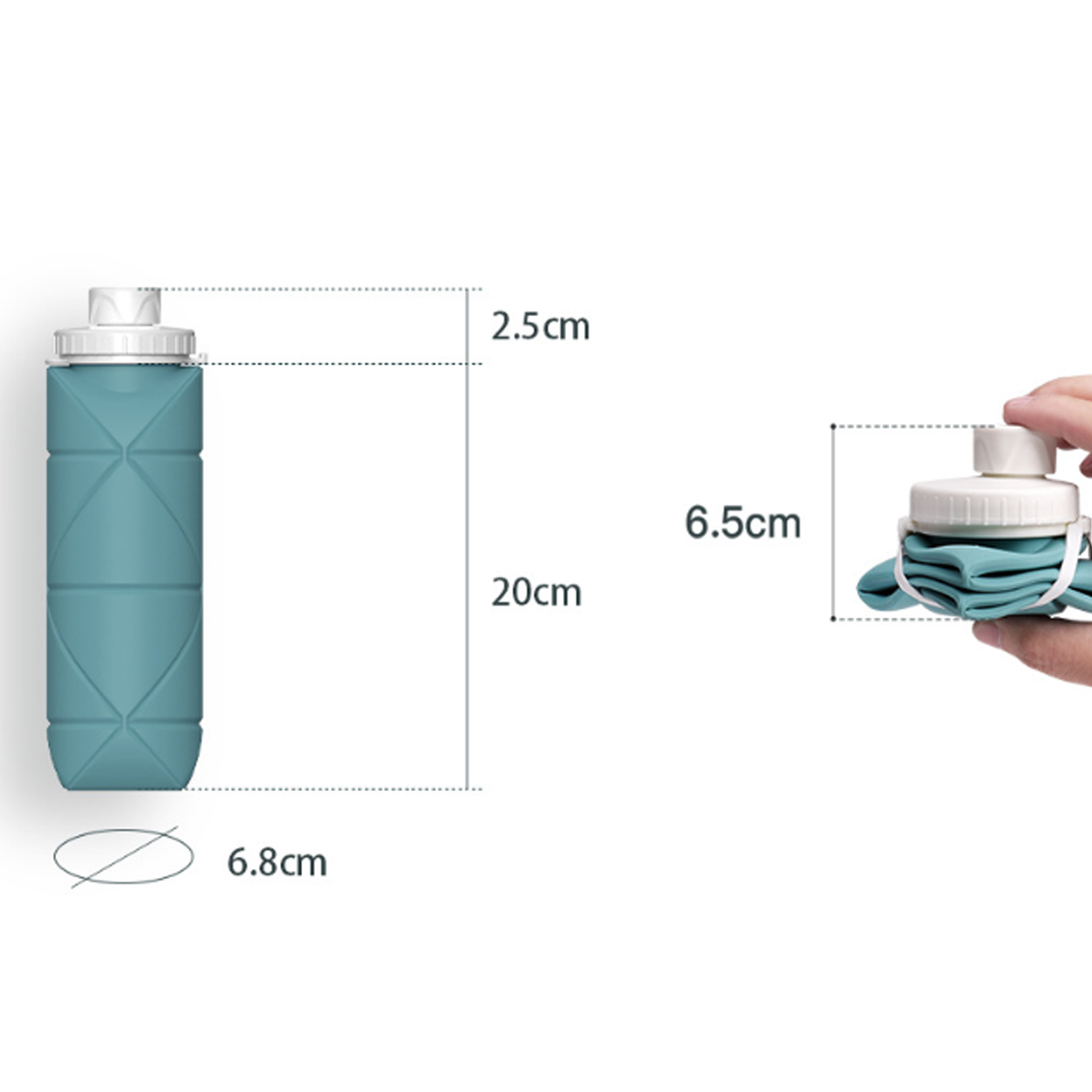 20Oz. Collapsible Silicone Water Bottle with Leakproof Lid 4