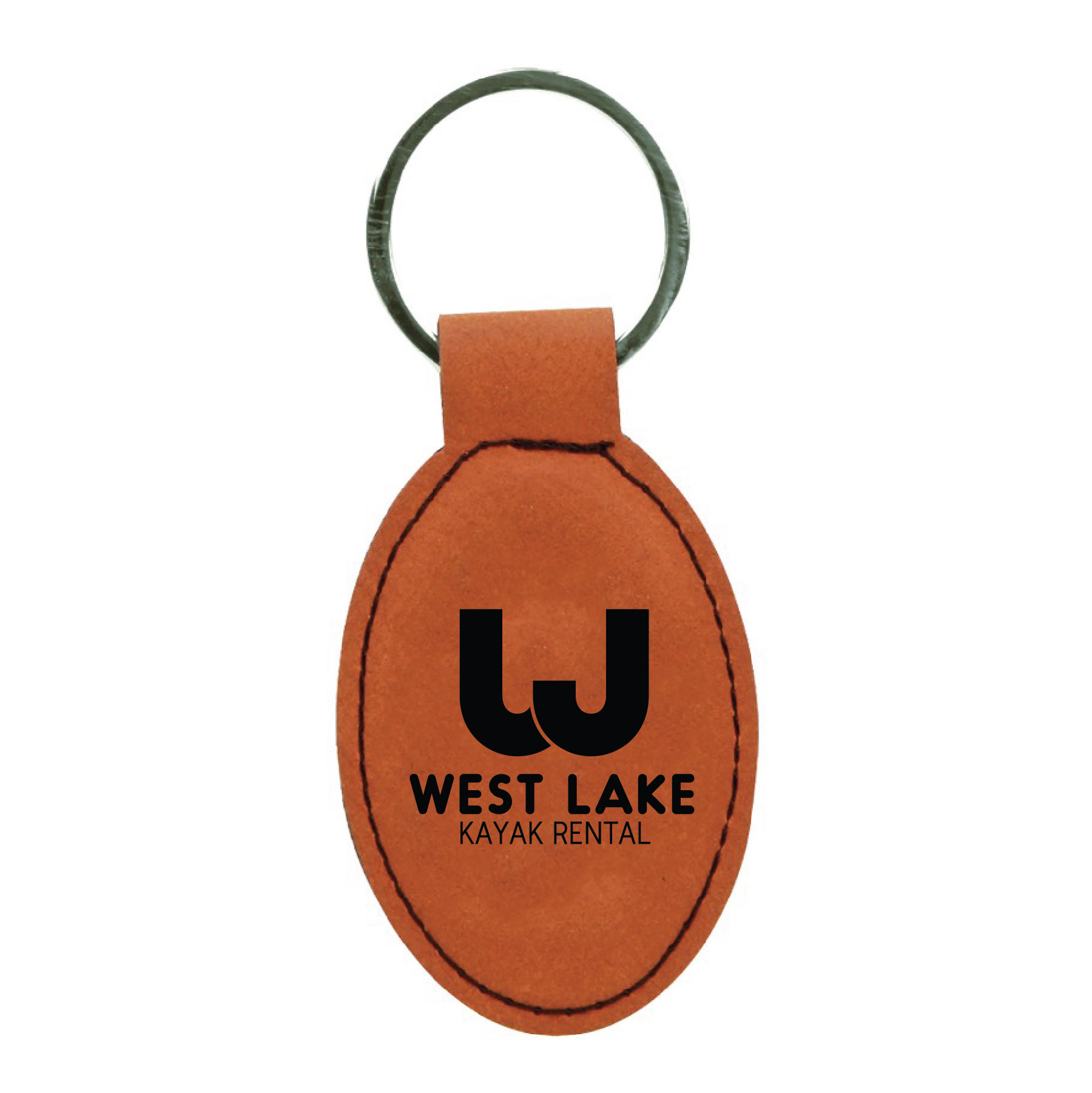 Rawhide Leatherette Oval Keychain 1