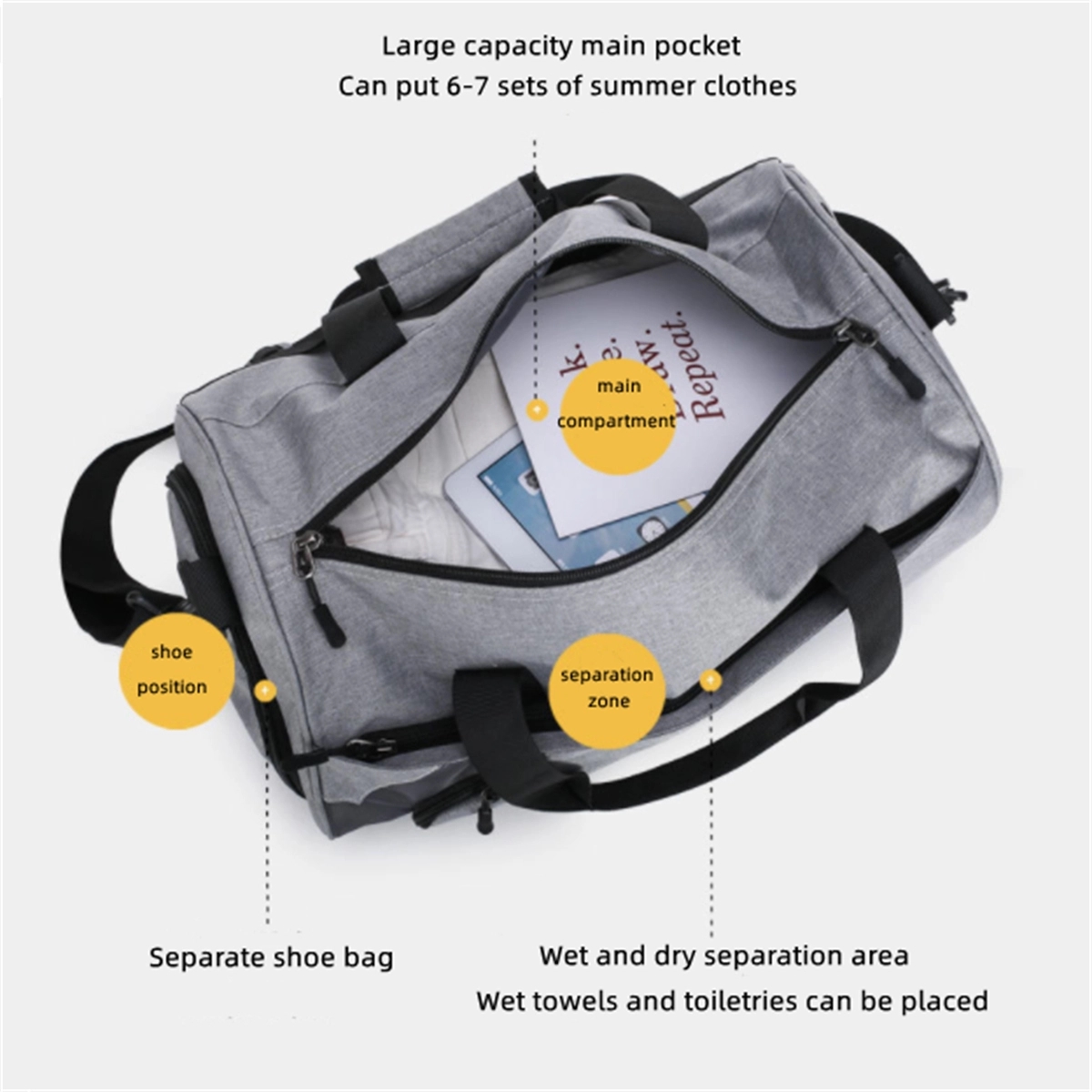Sports Gym Duffel Bag With Shoe Compartment 5