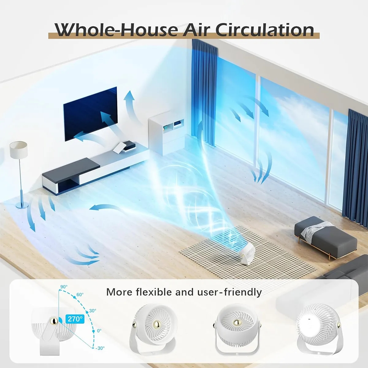 4 Speed and Timing Adjustable Tilt Air Circulator Fan 2