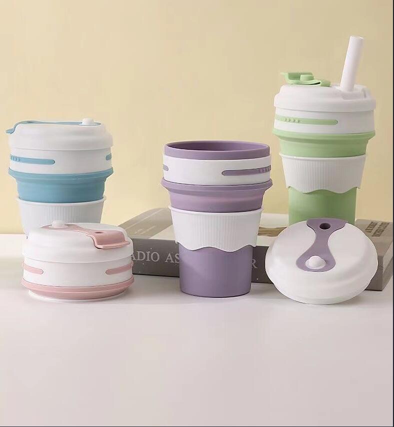 12OZ Silicone Collapsible Travel Cup With Straw 5