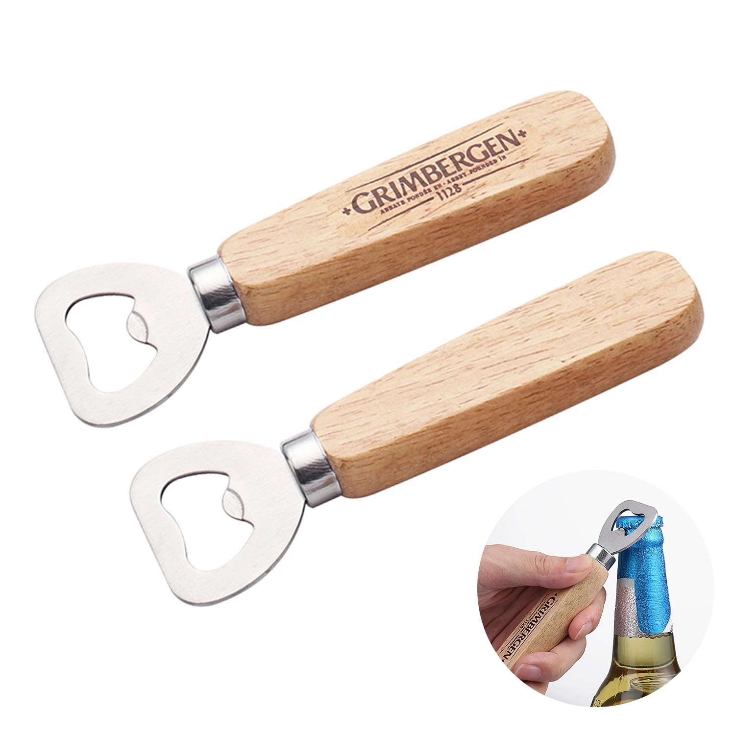 Wooden Handle Stainless Steel Bottle Opener 2