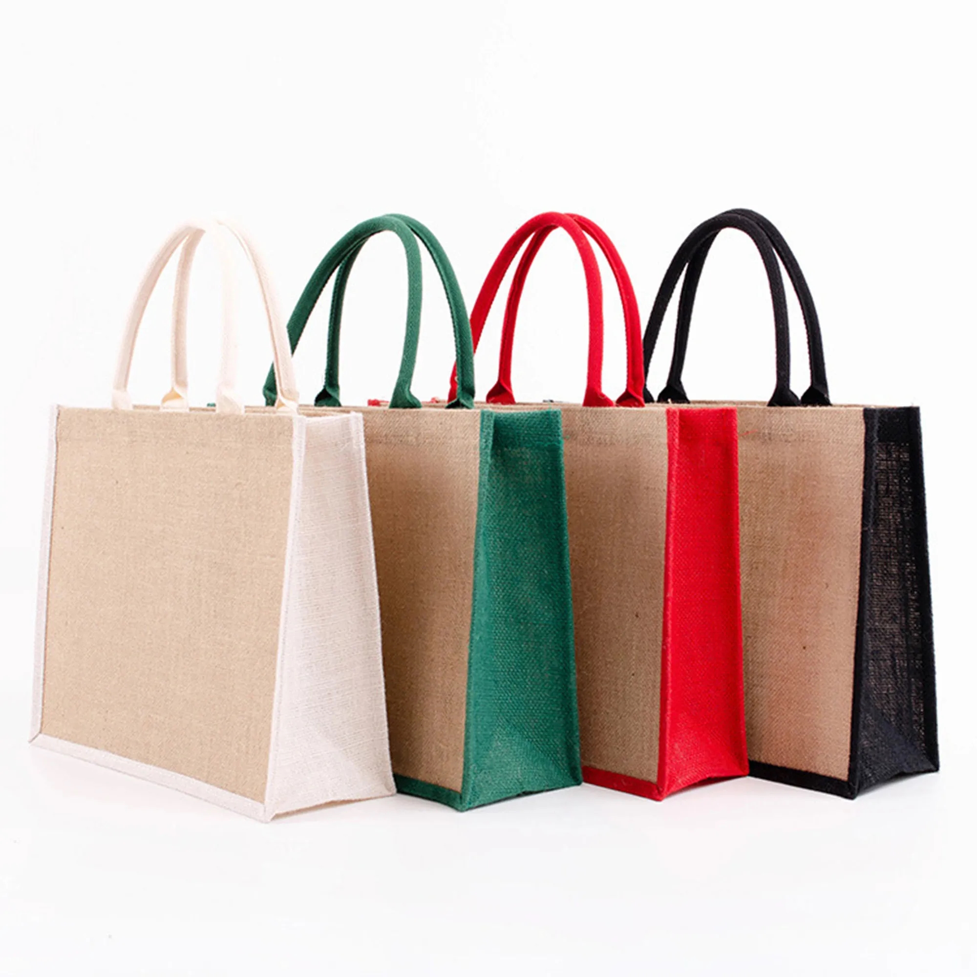 Mini Jute Tote Bag w/Canvas Handle, custom tote bag with logo imprint 6