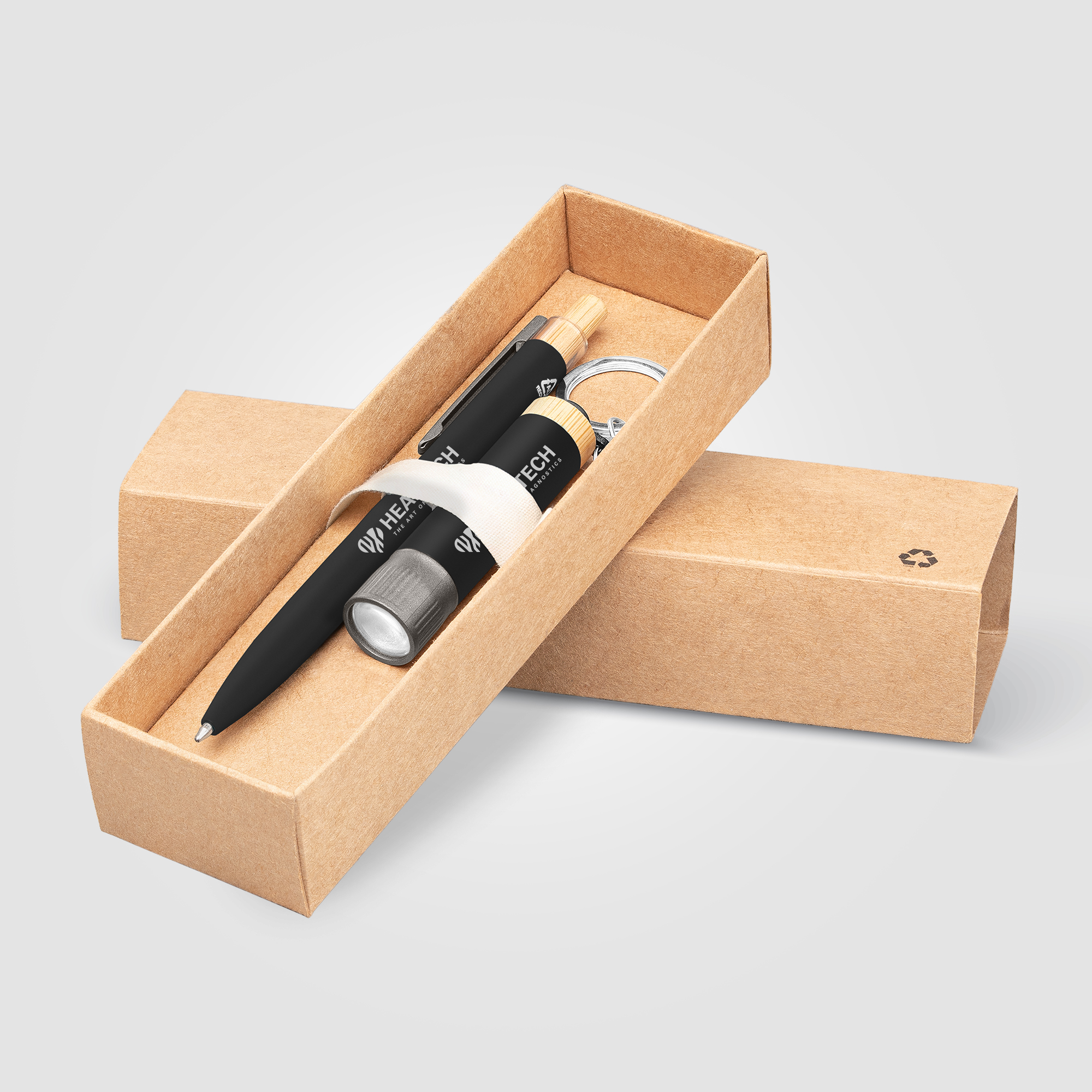 Reborn Recycled Aluminum Bamboo Accented Pen & Flashlight Gift Set 9