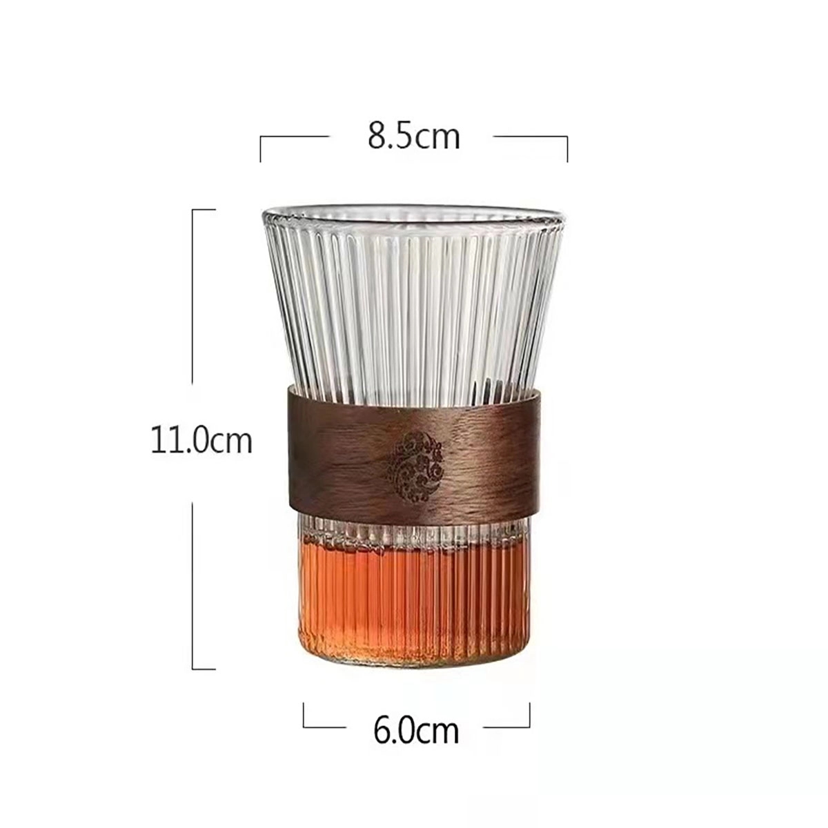 10oz Wooden Striped Glass Cup 4