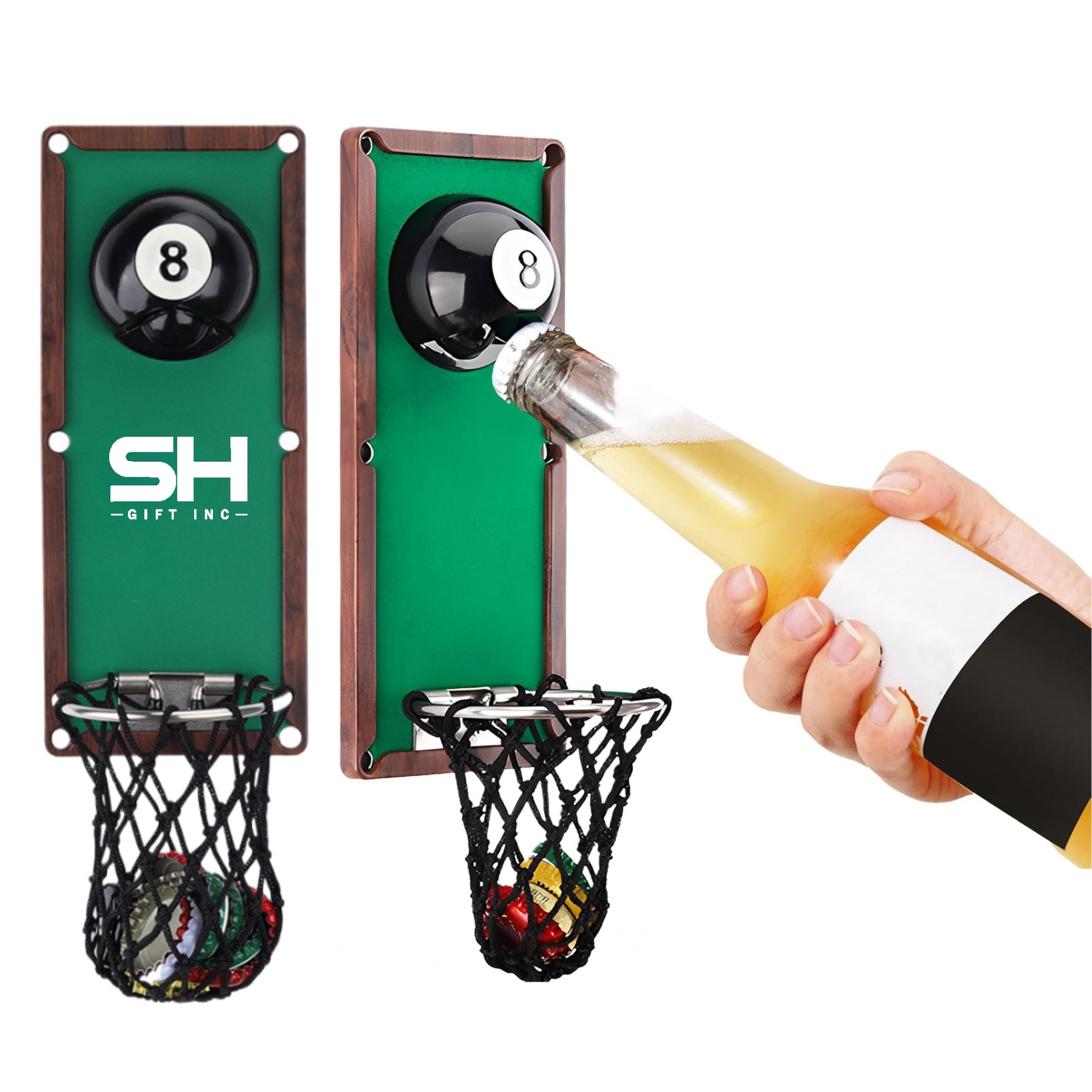 Billiard Ball Beer Bottle Opener Wall Mounted with Catcher 2