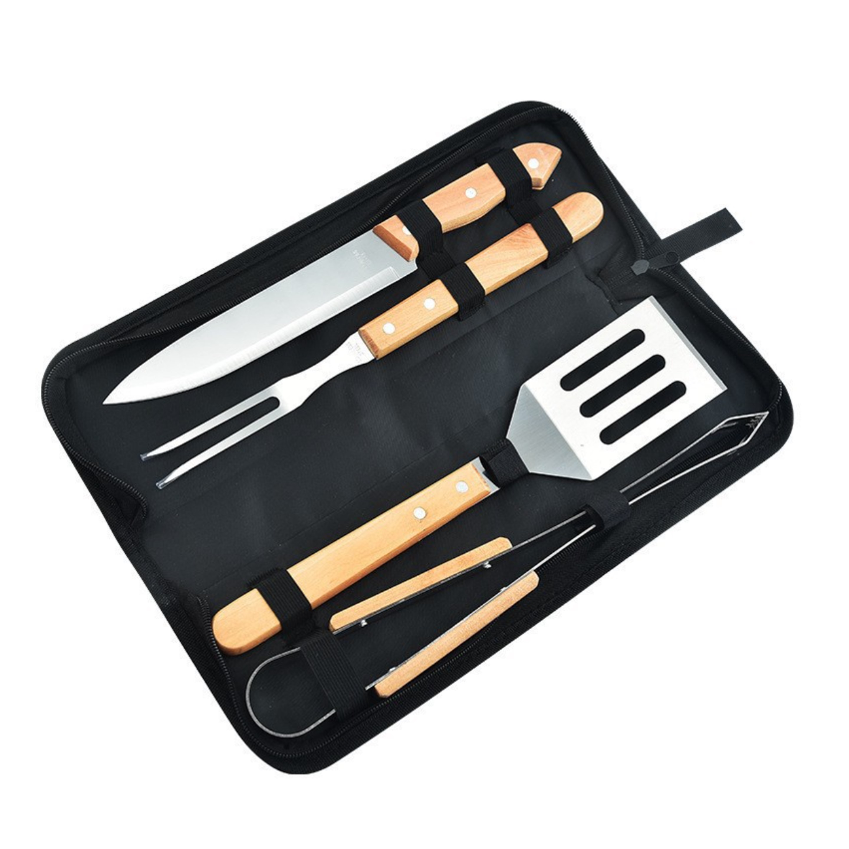 4-Piece BBQ Grill Tool Set with Wood Handle - OCEAN 5