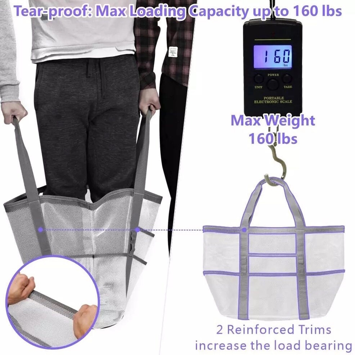 Large Mesh Picnic Bag, custom tote bag with logo imprint 5