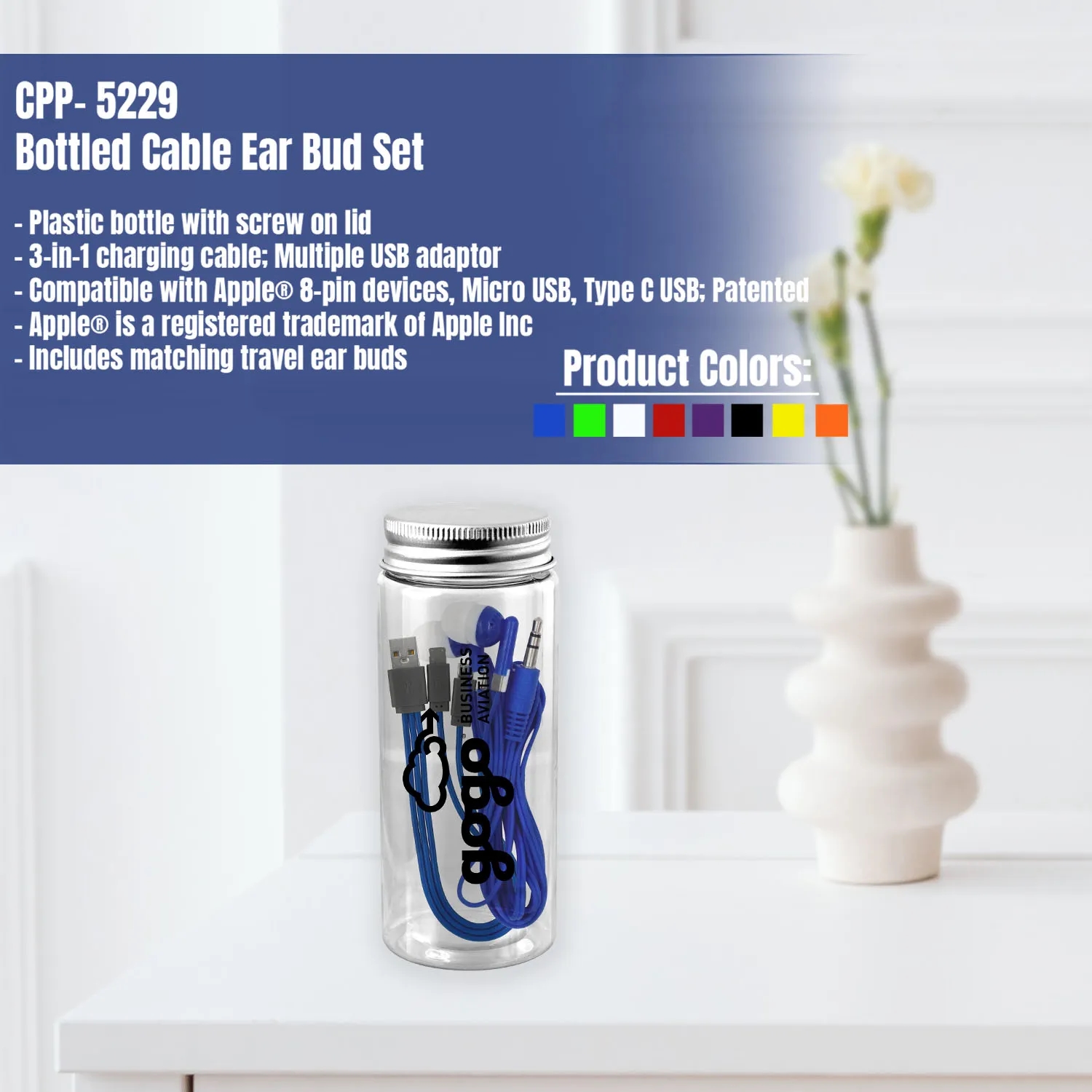 BOTTLED CABLE EAR BUD SET 5