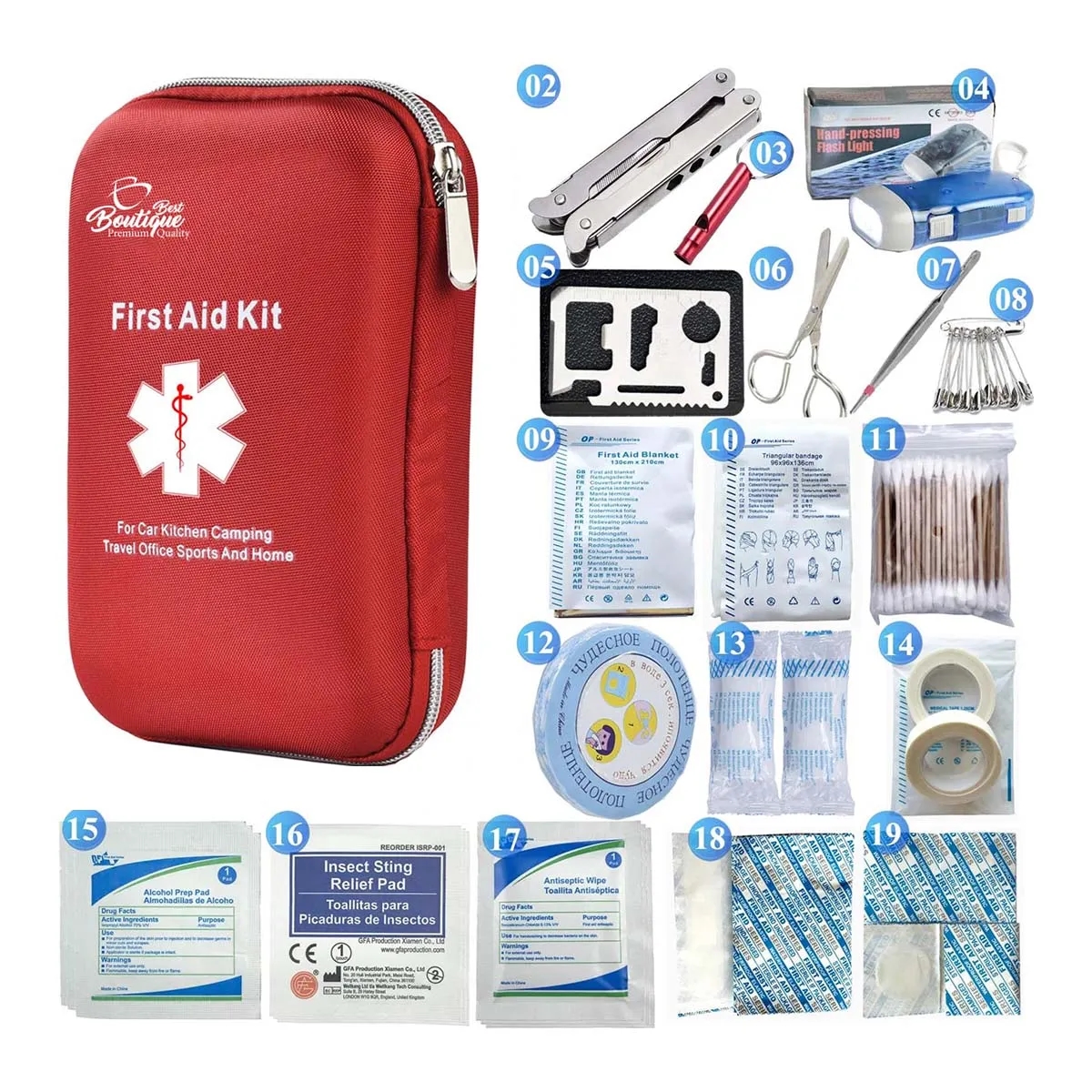 163 Pieces Durable Lightweight Waterproof First Aid Kit 3