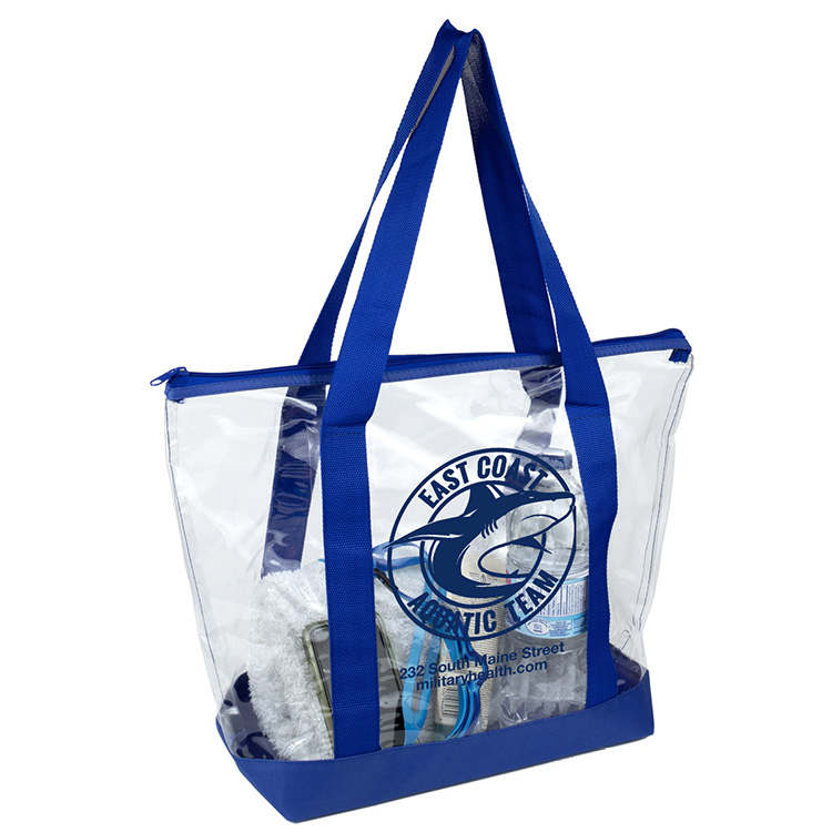 19"W x 13 ½"H x 6"Gusset - "BONDI" Jumbo Clear Zippered Tote Bag 8