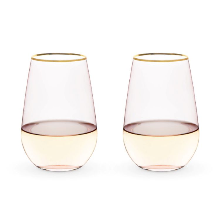 Twine Living® Rose Crystal Stemless Wine Glass, set of 2 9