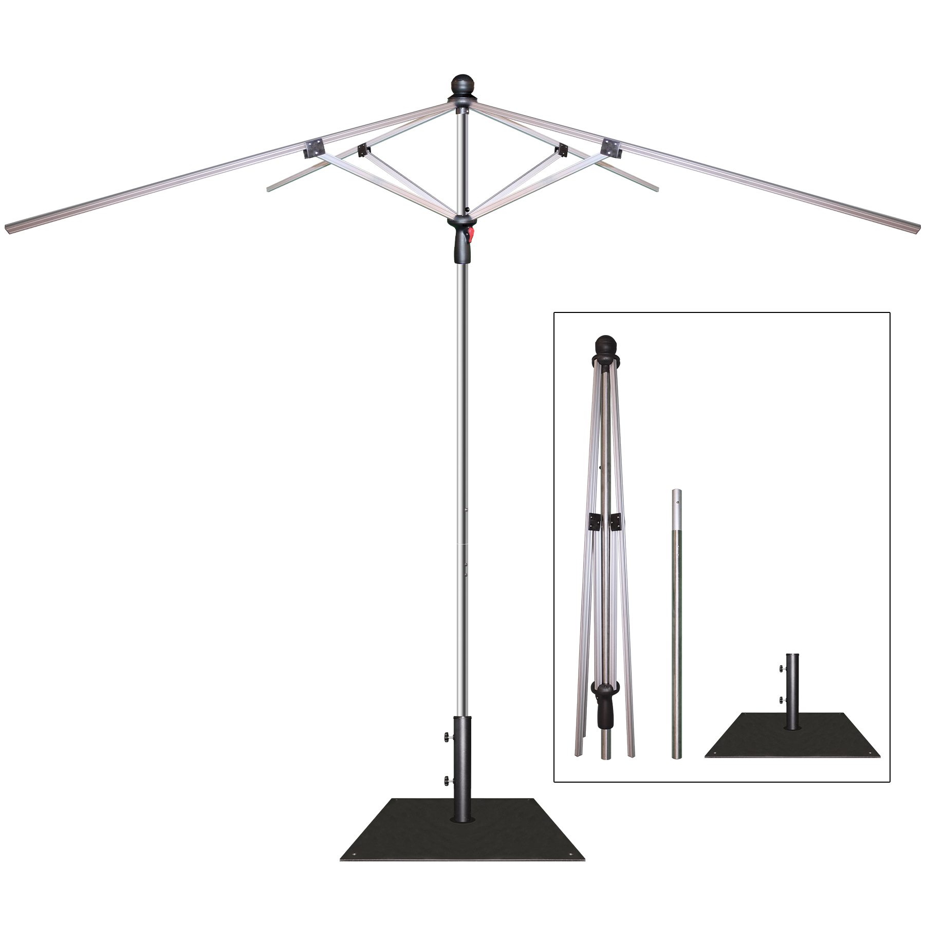 7.5' Heavy Duty Square Umbrella Kit with Steel Base 3