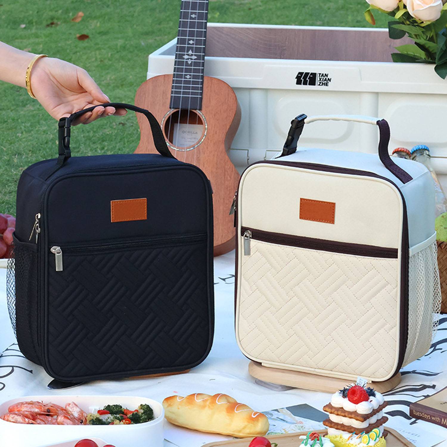 Waterproof Portable Insulated Lunch Bag Multiple Pockets 7