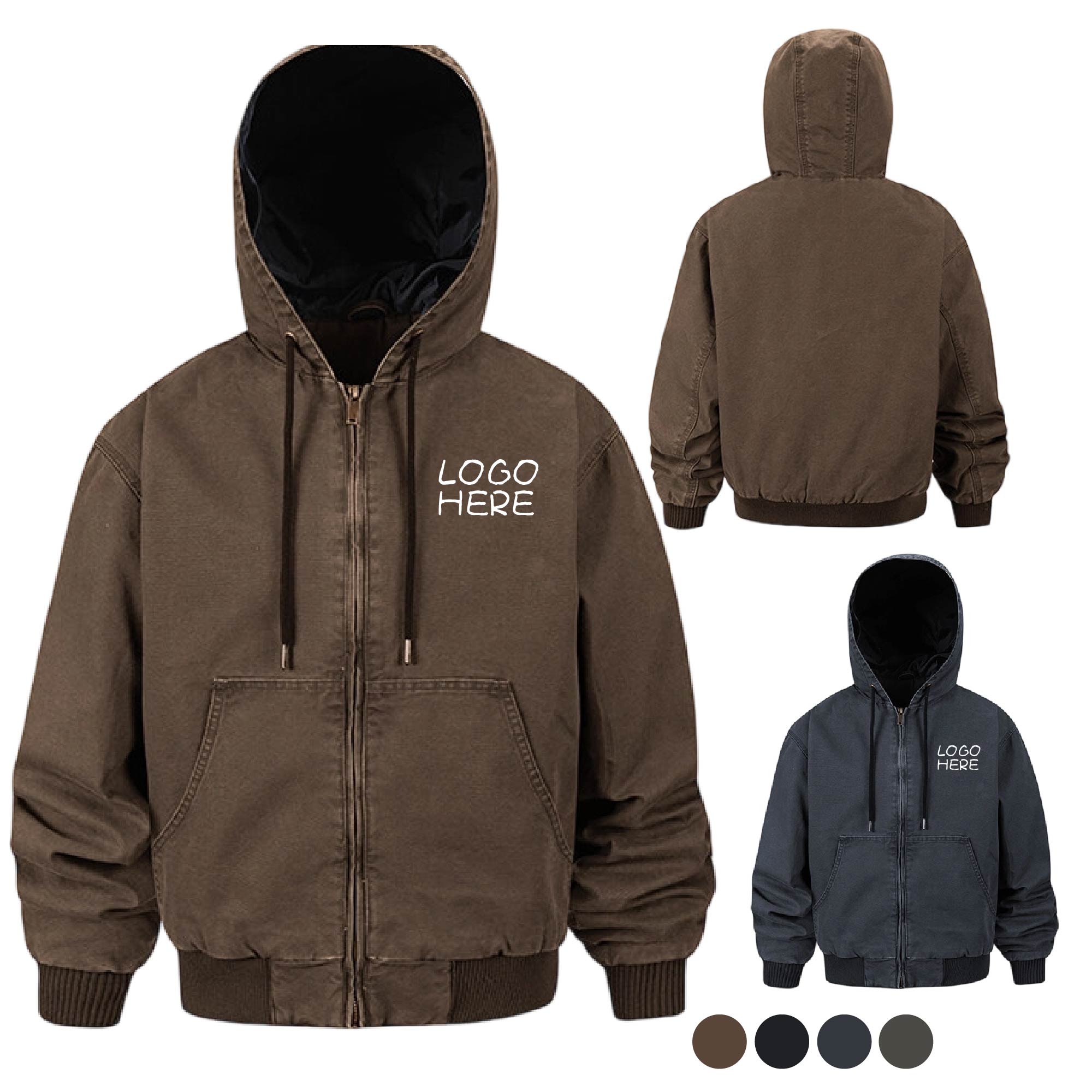 Men's Quilted Flannel Hooded Jacket 2