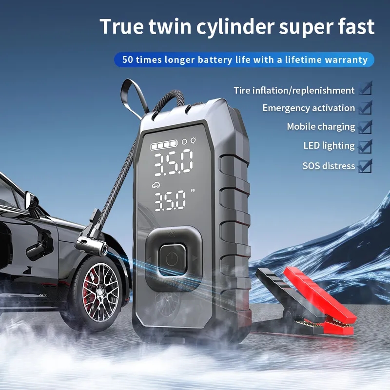 10400mAh Car Emergency Jump Starter with Air Pump Peak 1500A 9