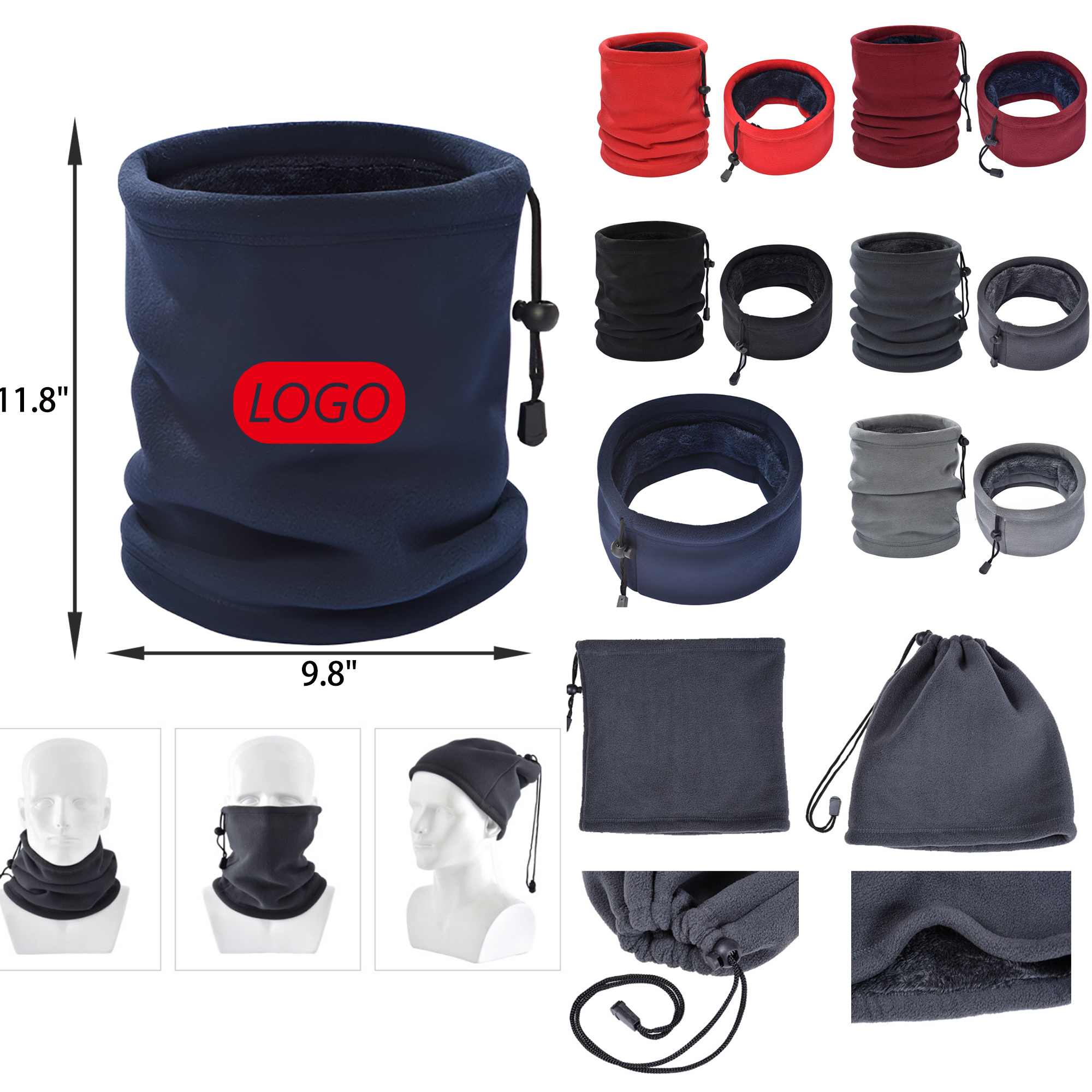 MOQ 50 PCS Elastic Multifunctional Fleece Neck Gaiters 4