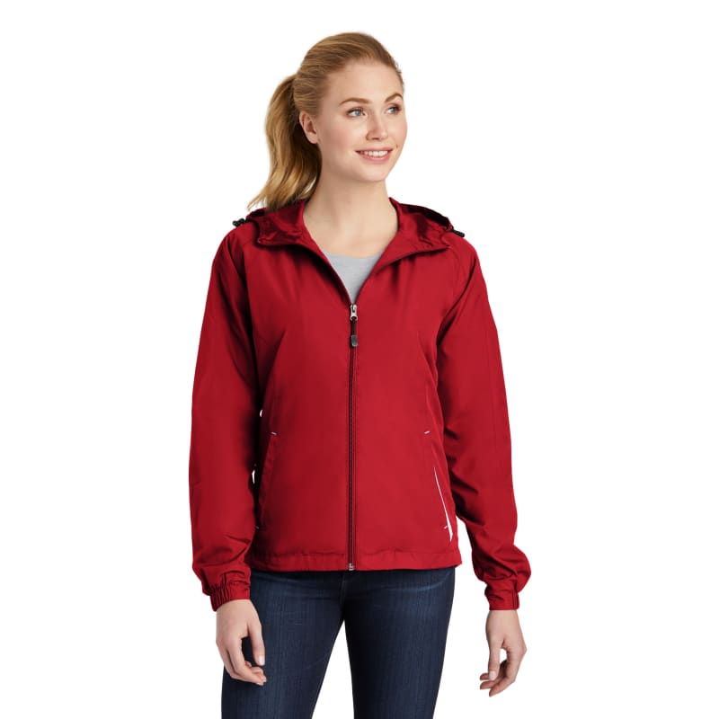 Sport-Tek Women's Colorblock Hooded Raglan Jacket. 32