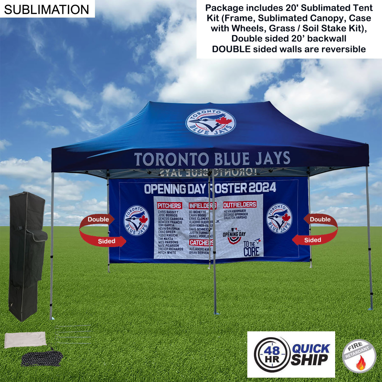 48Hr Quick Ship - 20' Sublimated Tent kit and Full DOUBLE sided 20' backwall