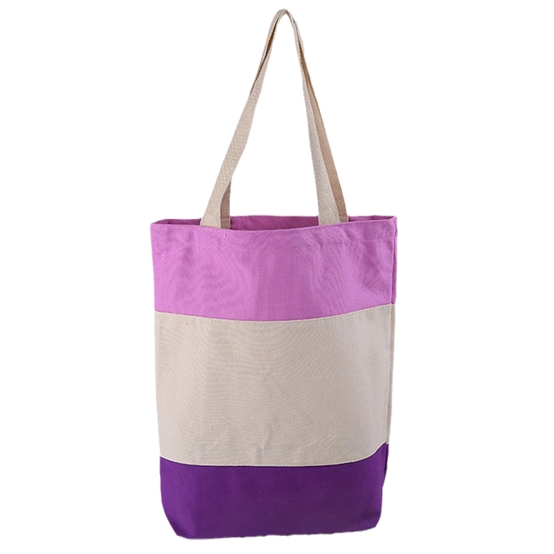 Custom Color-Blocking Canvas Shopping Handbag & Tote Bag 10