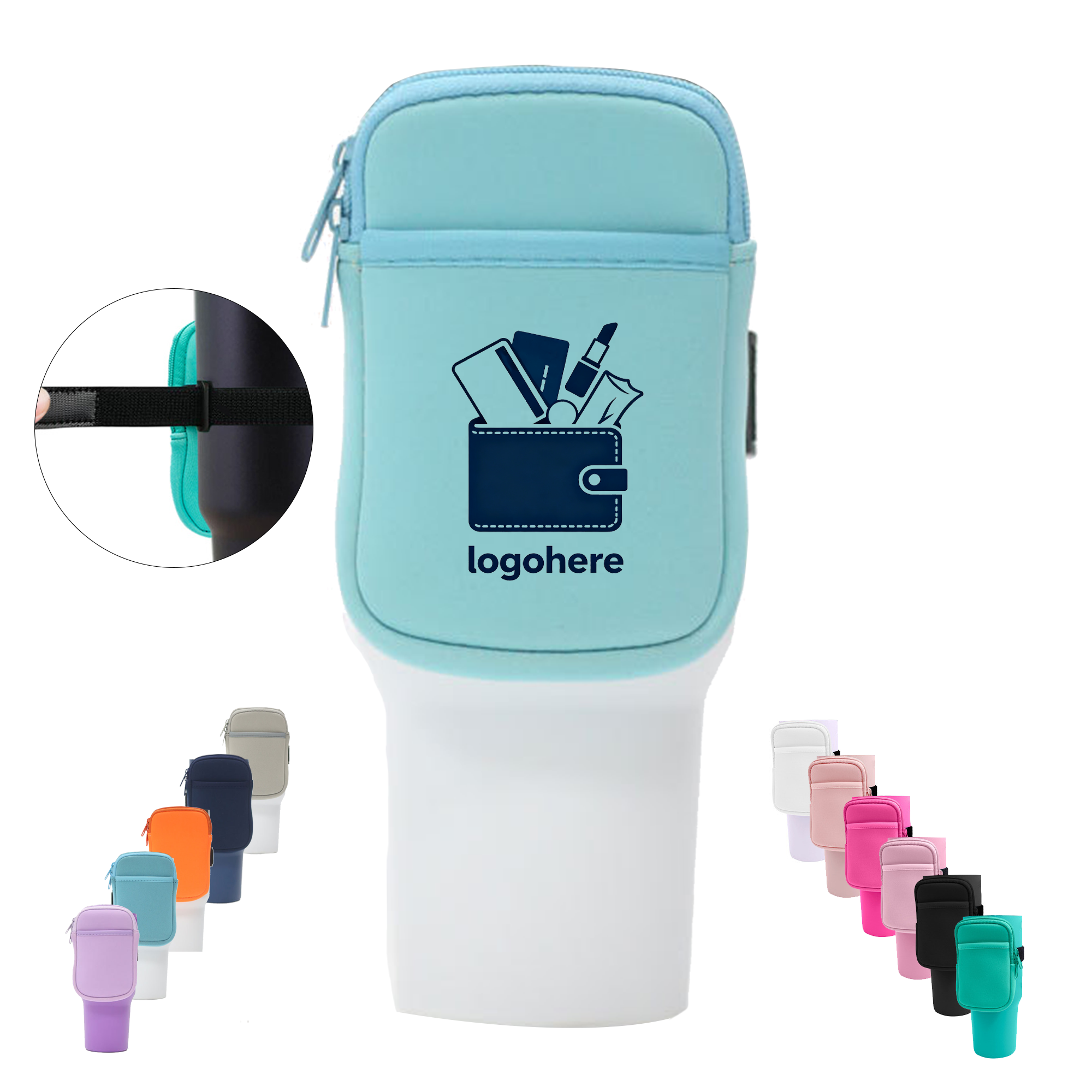 Double Pocket Neoprene Drink Holder for 40oz Tumblers, custom koozie with logo imprint 4