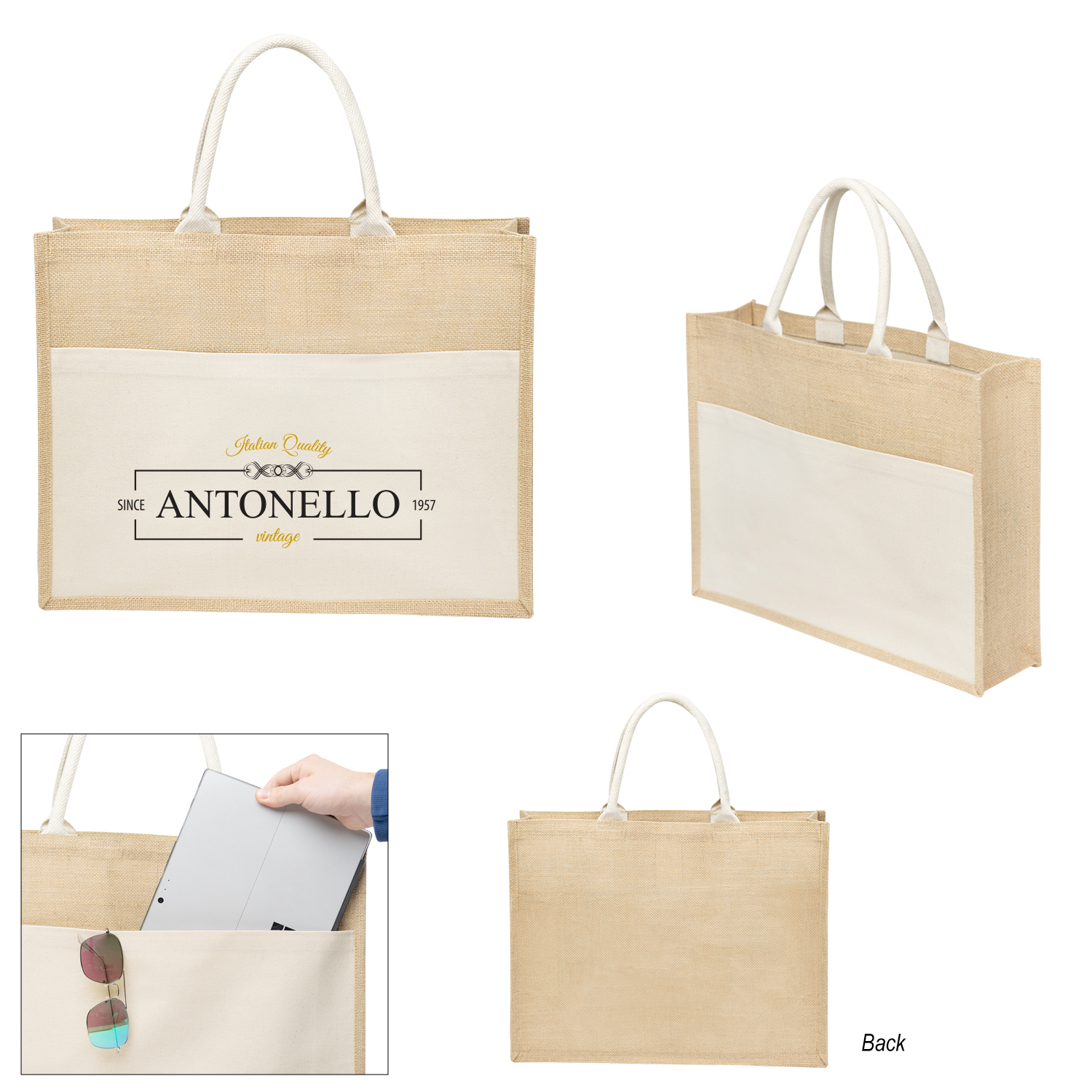 Julia Jute Tote Bag, custom tote bag with logo imprint 4