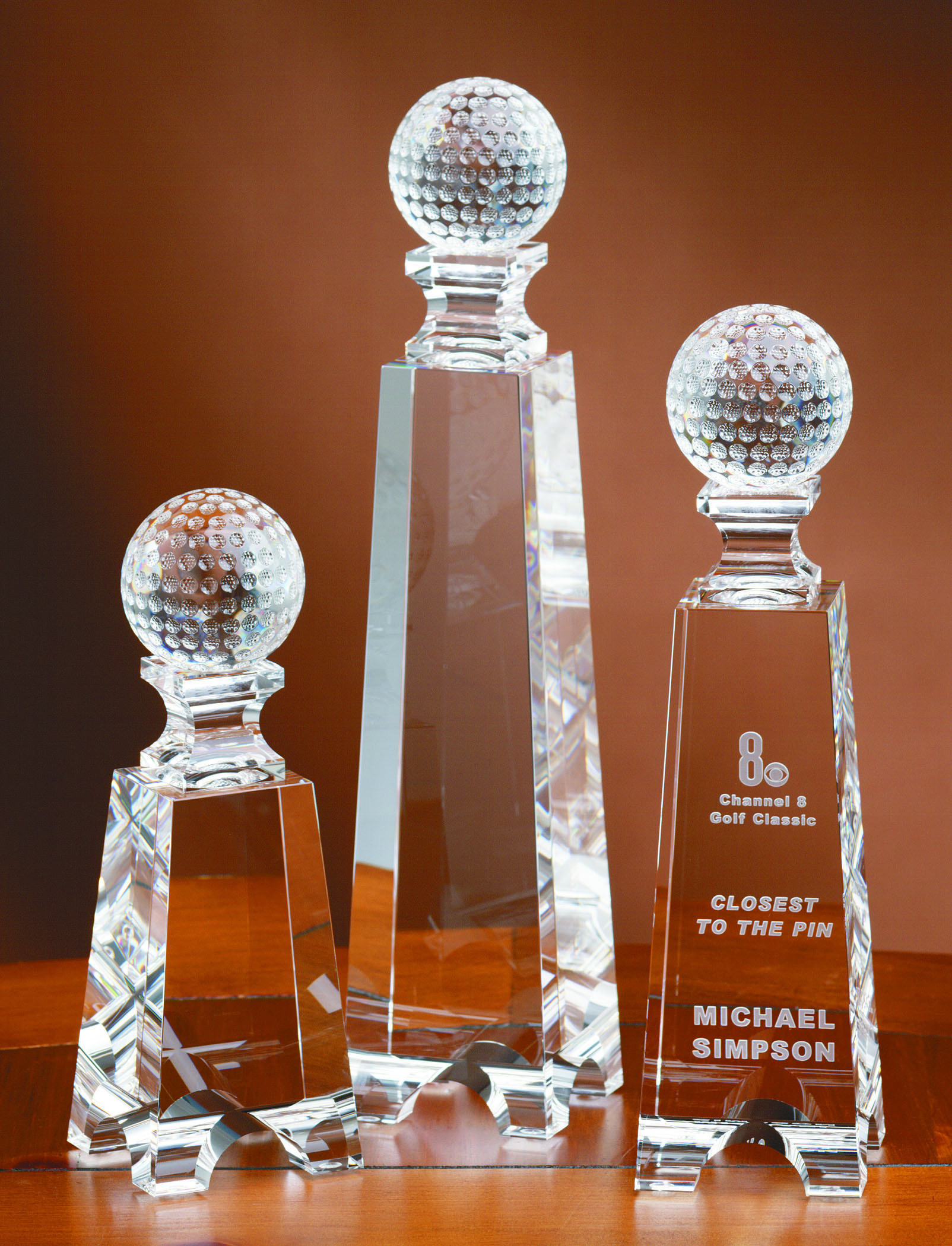 9" Crystal Golf Pillar Award 1