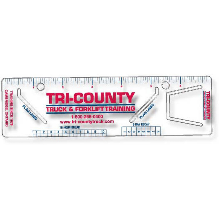 .040 Clear Plastic Logbook Ruler, Stock Shape LBR6 (2"x7.13"), Spot Colour