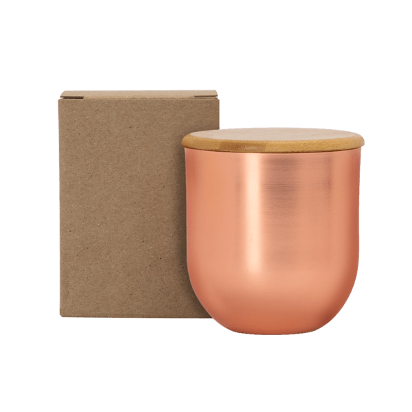 8 oz White Wax Metallic Candle with Wood Lid 2