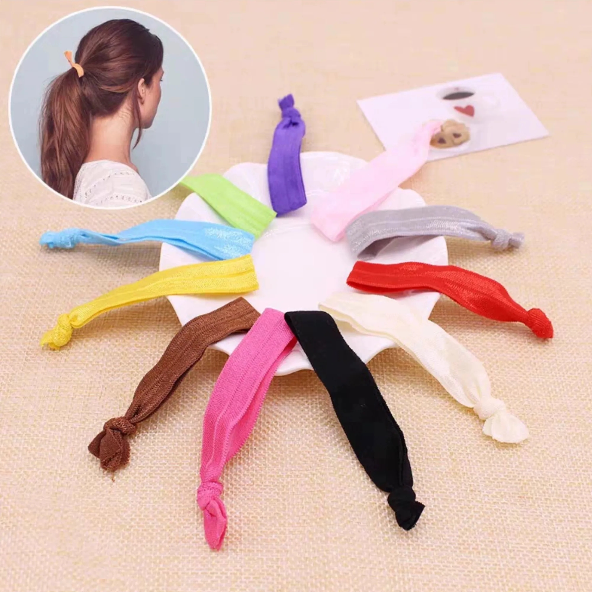 Knotted Hair Ties Elastic Wrist Bands Ribbon 2