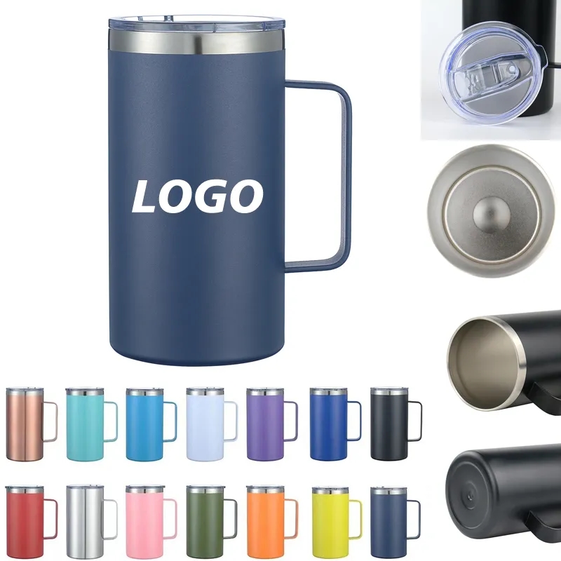 24 oz Stainless Steel Coffee Travel Mug with Lid and Handle 2