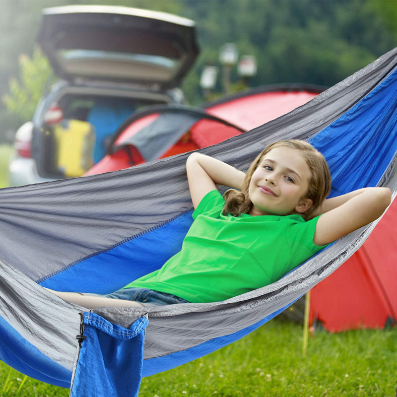 Outdoor Camping Portable Hammock for Double Men with 2 Tree Straps 2 Carabiners 5