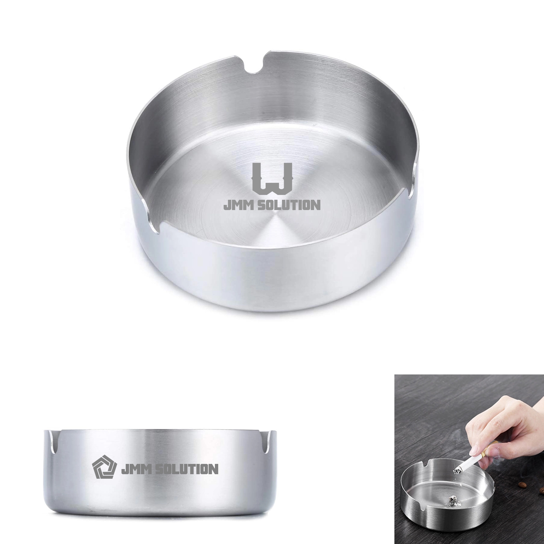 Round Stainless Steel Cigarette Cigar Ashtray 1