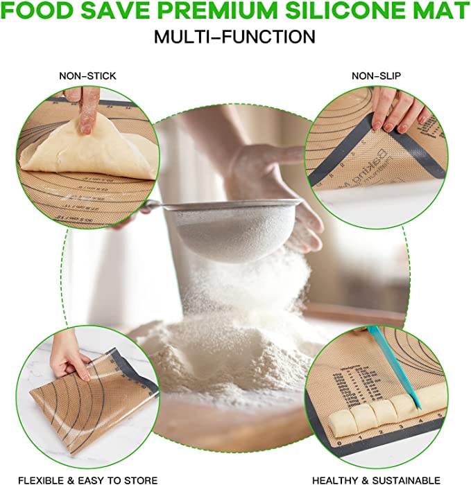 Set of 4 Silicone Baking Mats for Cookie Baking Sheets Pan 5
