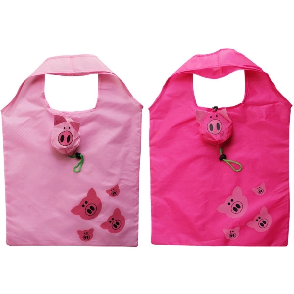 Pig Shaped Folding Shopper Tote Bag, custom tote bag with logo imprint 2