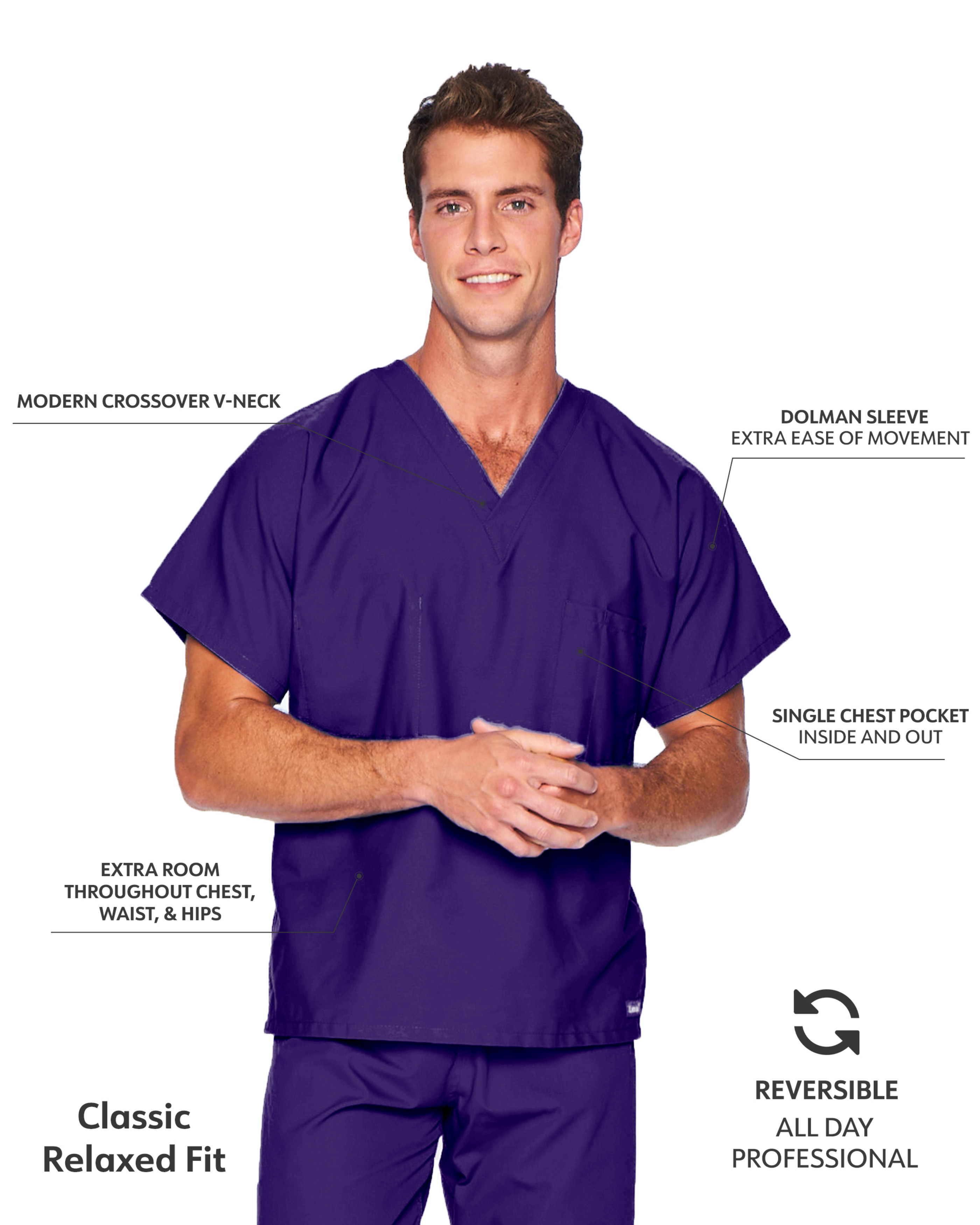Landau - Essentials - Unisex One-Pocket Reversible V-Neck Top 12