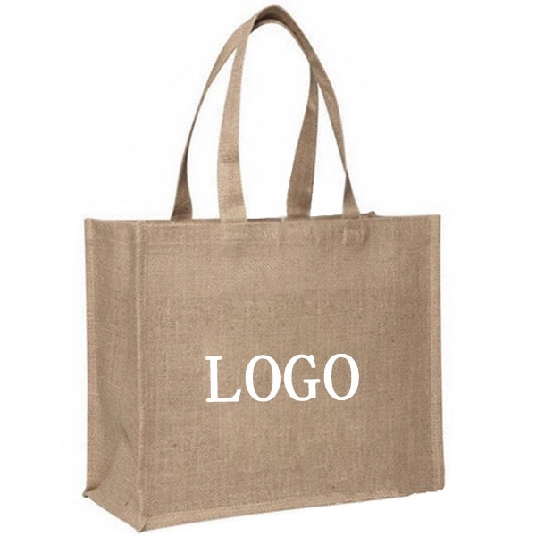 Jute Shopping Tote, custom tote bag with logo imprint 2