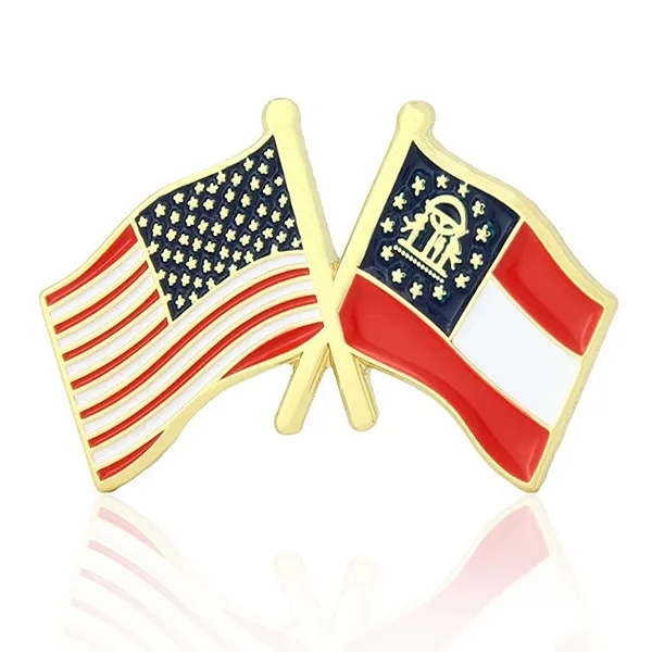 Stock Crossed Flag Pin (USA & USA) 33