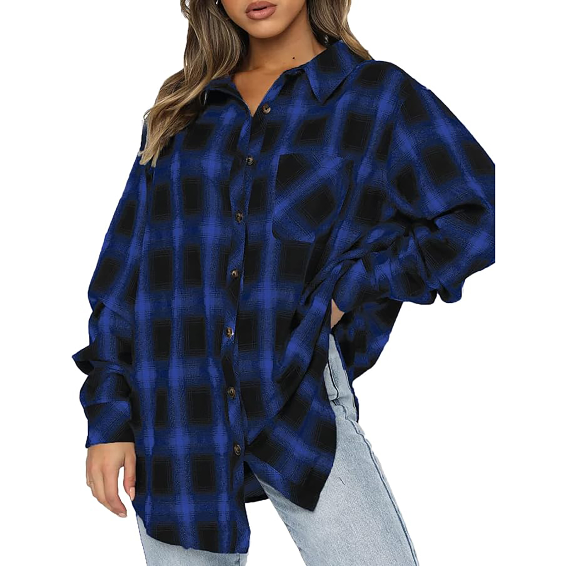 Women's Long Sleeved Plaid Shirt 22