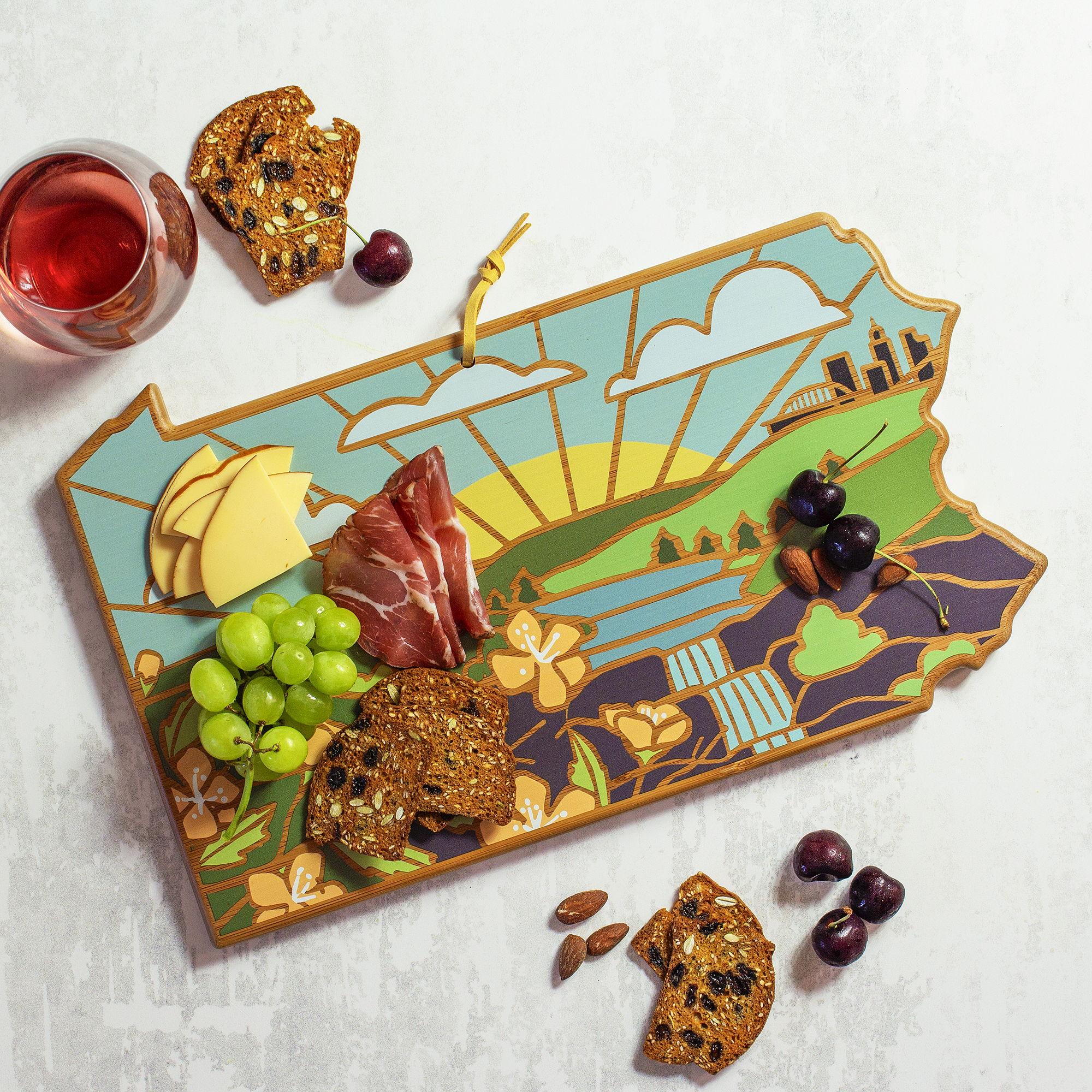Pennsylvania State Shaped Serving and Cutting Board with Artwork by Summer Stokes 7