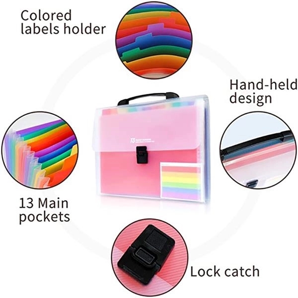 13 Pocket Rainbow Expanding File Folder With Handle 2