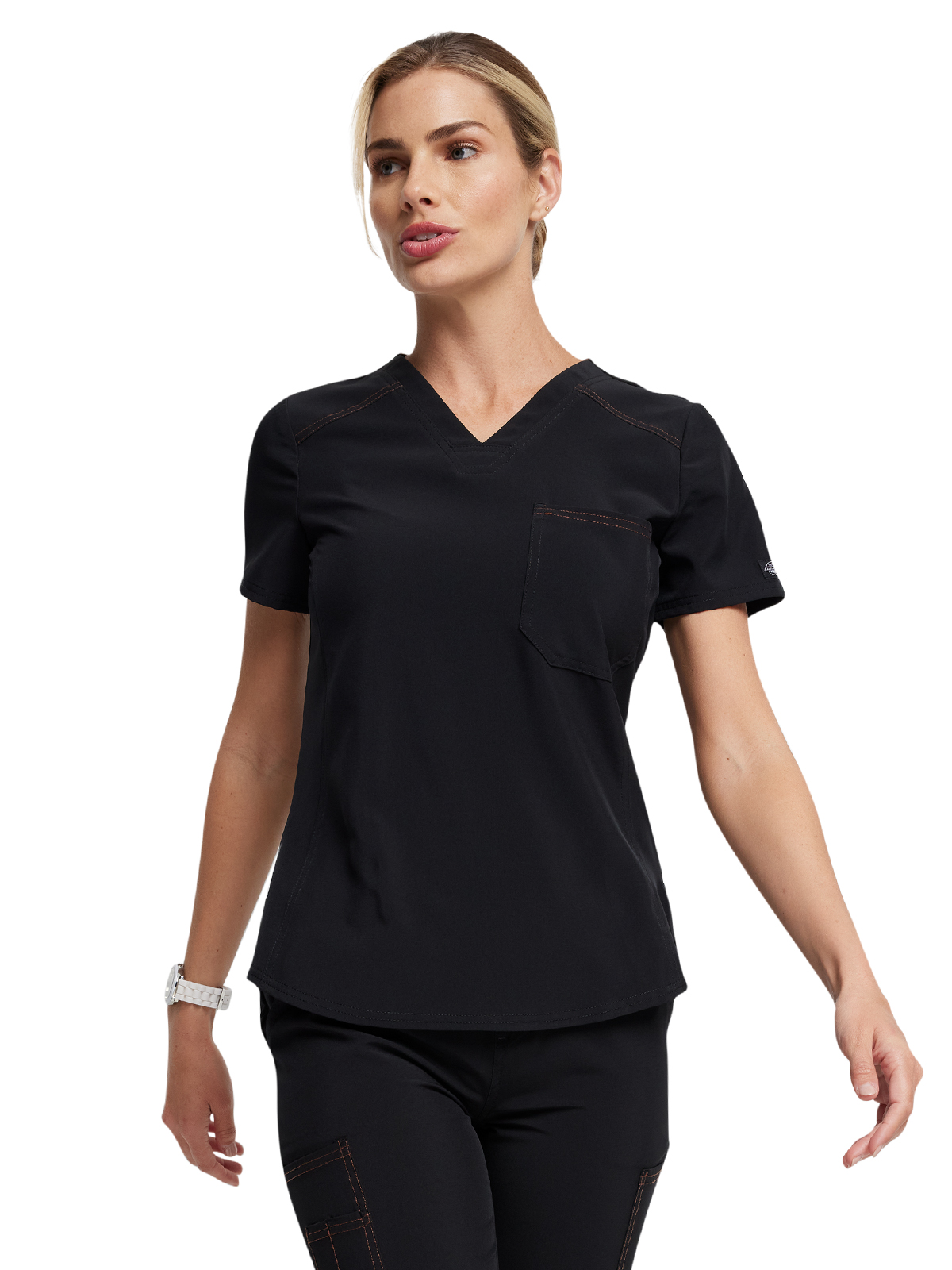 Dickies Riveting Women's Tuckable One Pocket V-Neck Top