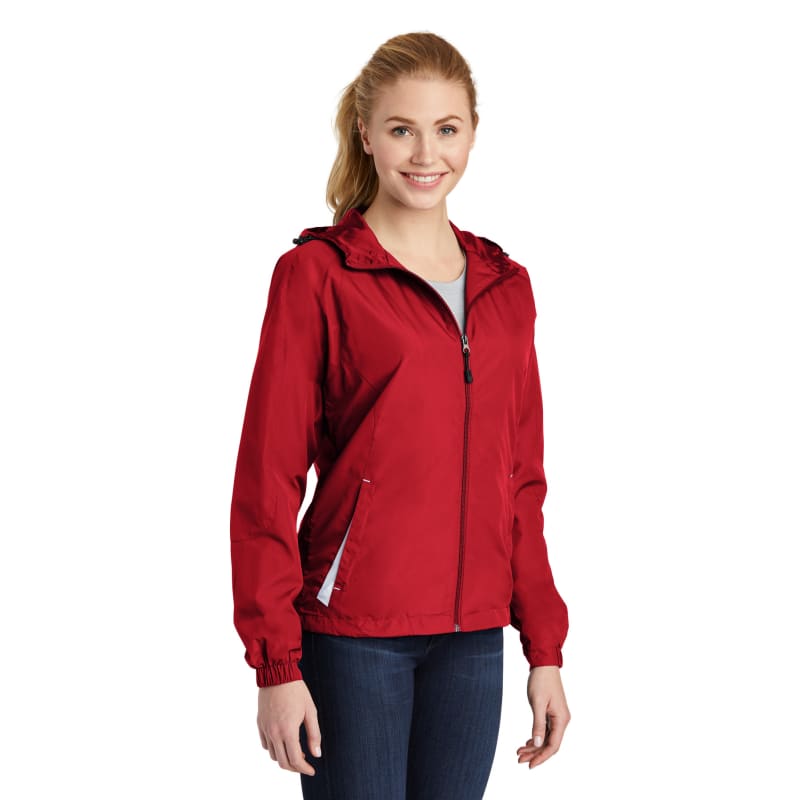 Sport-Tek Women's Colorblock Hooded Raglan Jacket. 31
