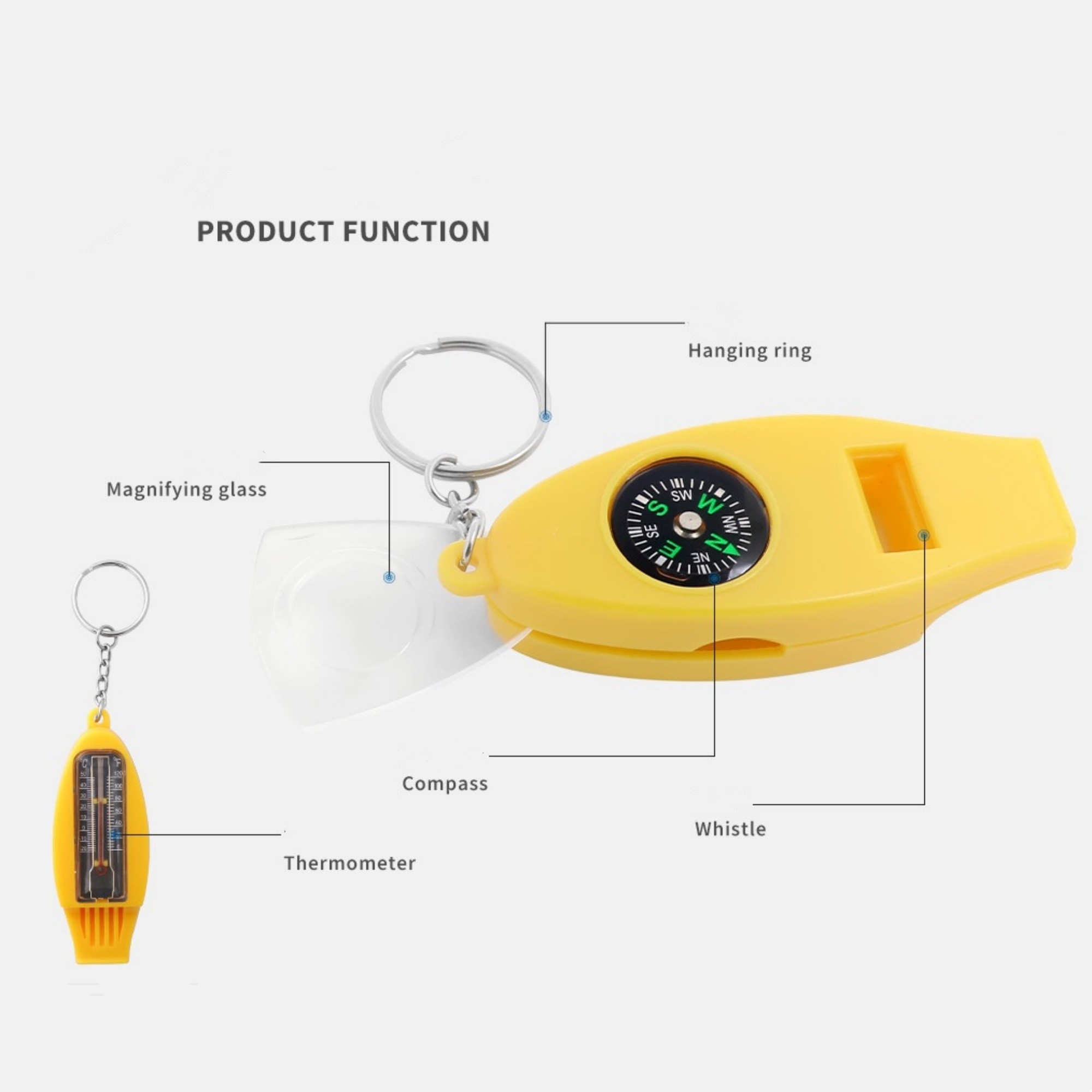 4-in-1 Portable Outdoor Multifunctional Compass Whistle 3