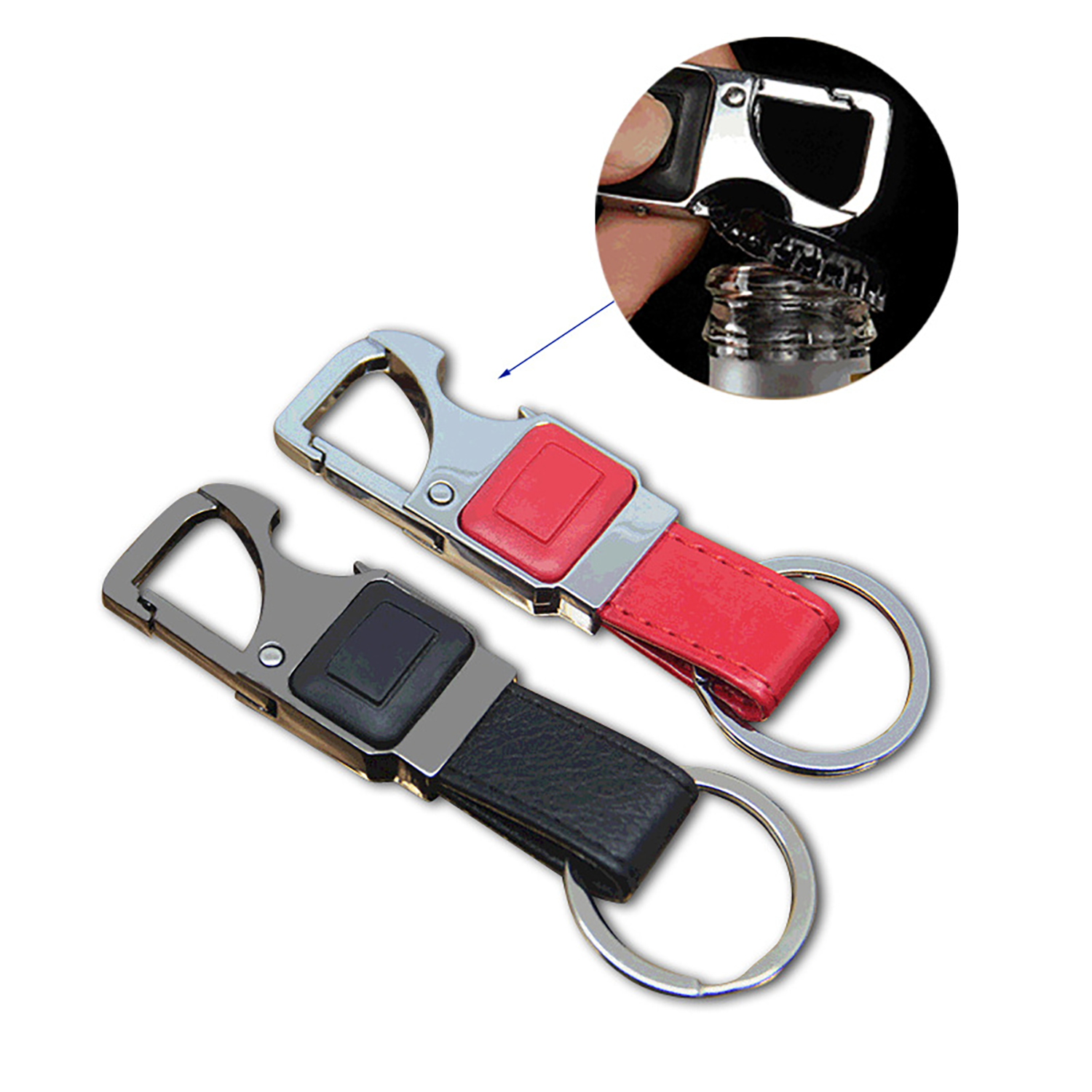 LED PU Leather Keychain Bottle Opener 3