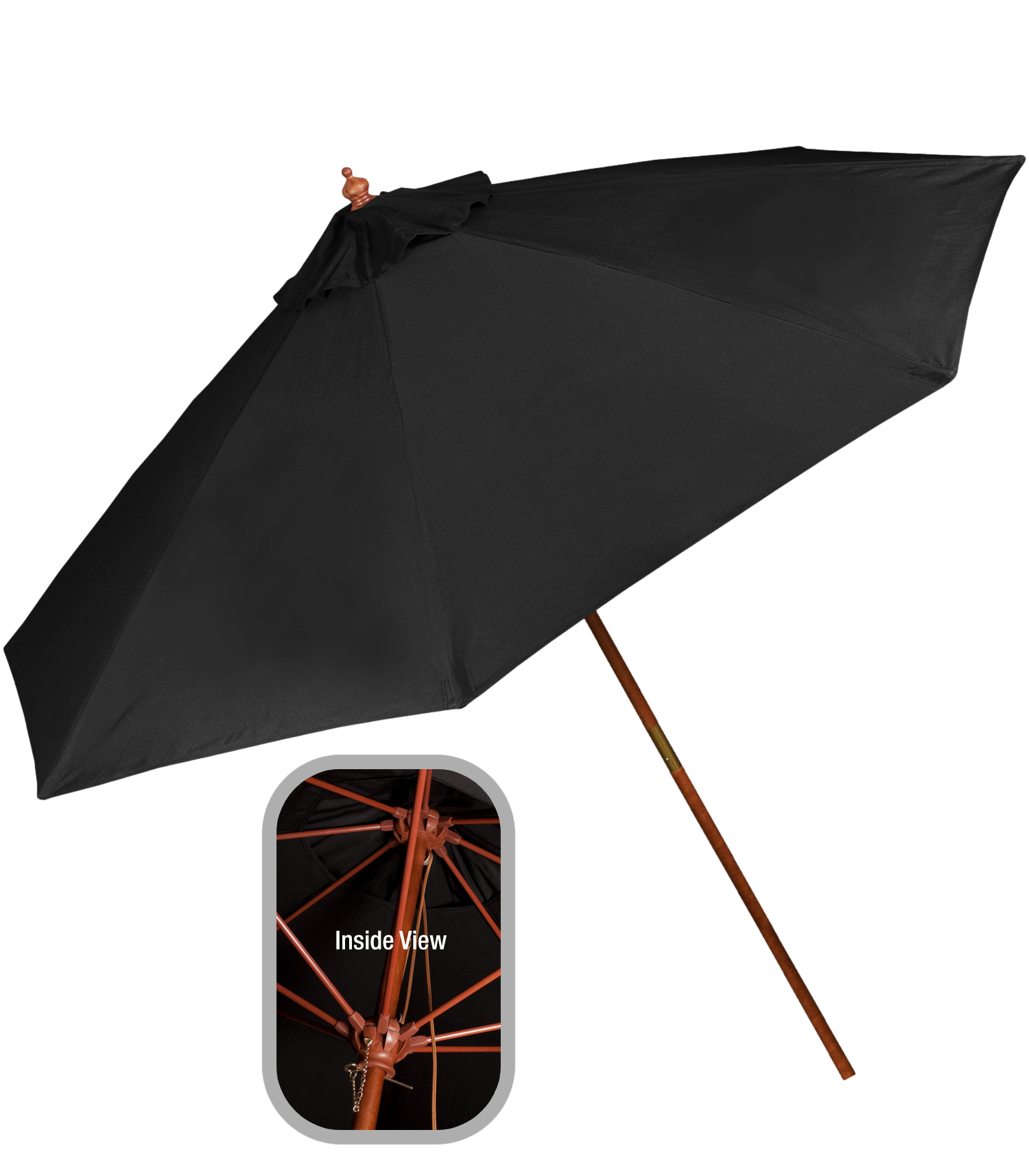 9' Wooden Polyester Market Umbrella 1
