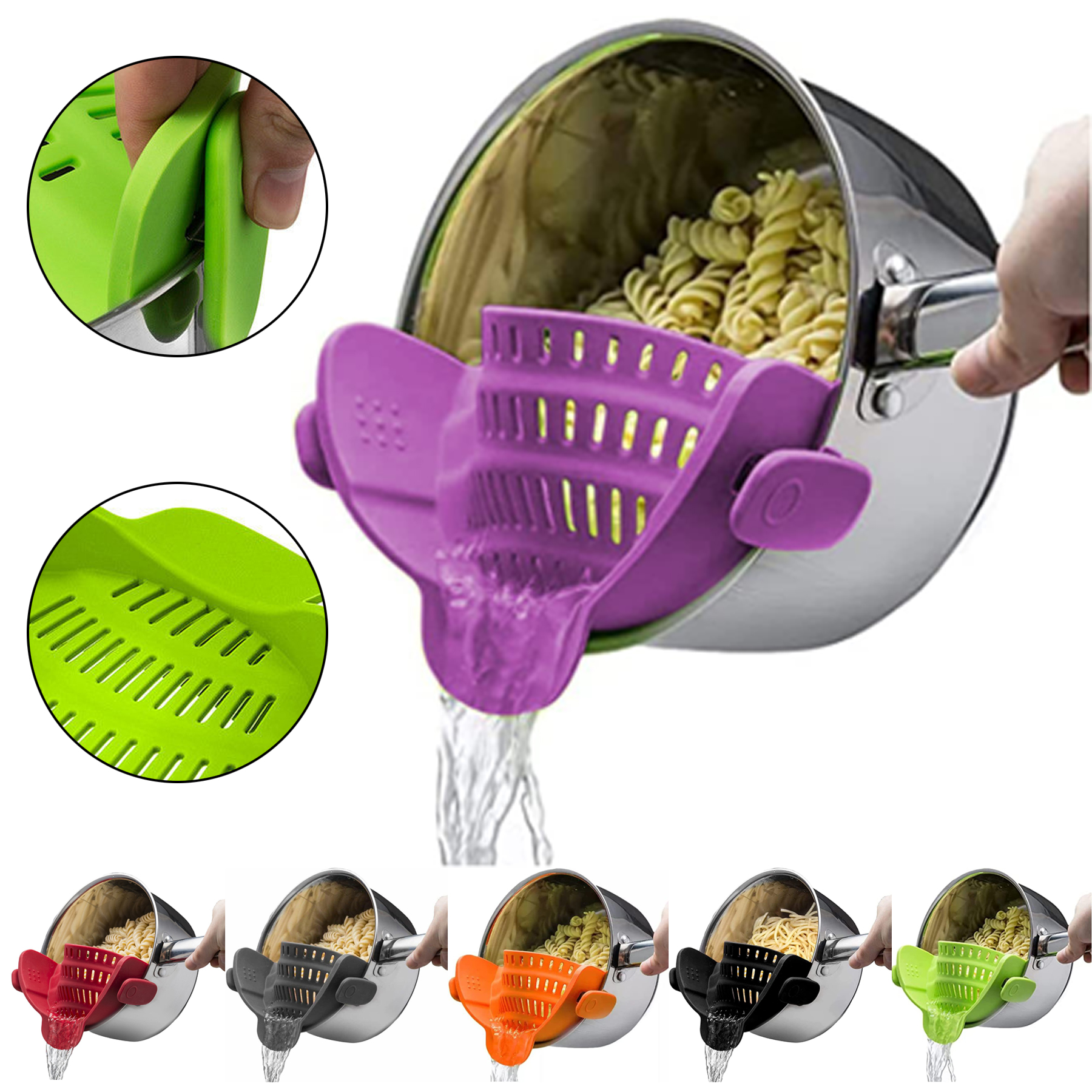 Adjustable Silicone Clip On Strainer for Pots 2