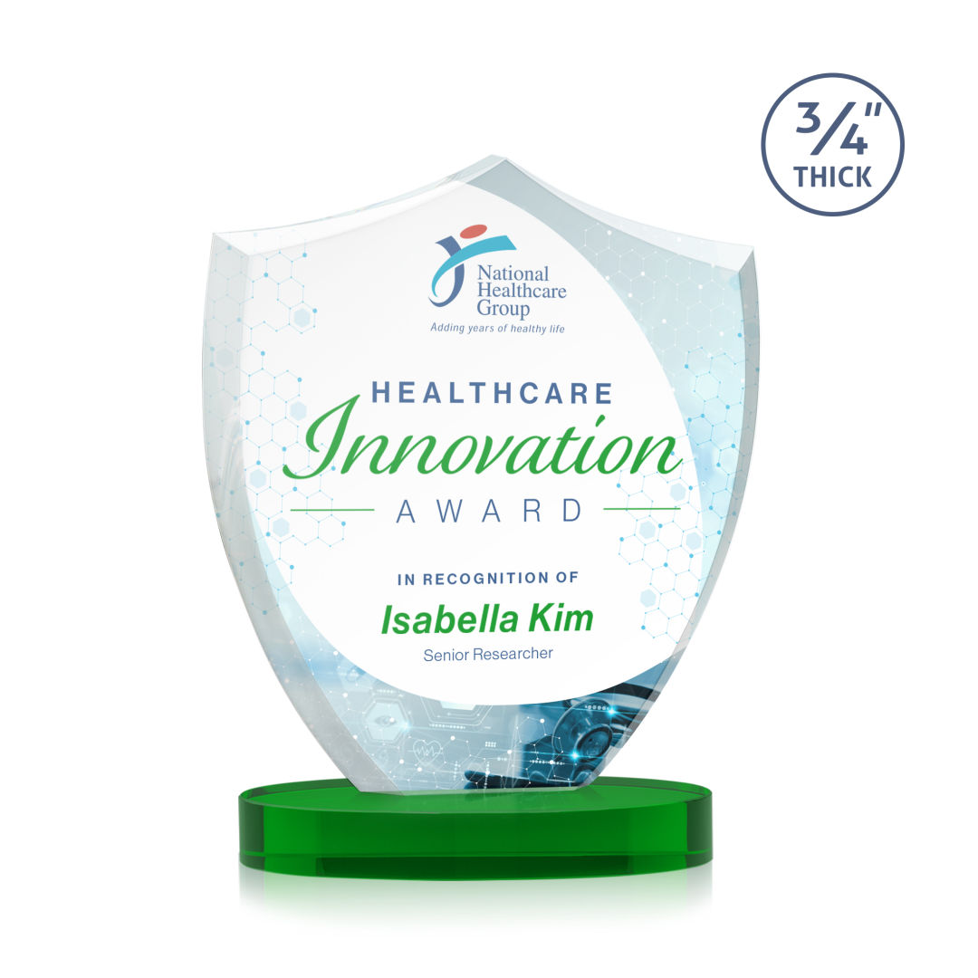 Scudo Shield VividPrint™ Award on Alberton Base - Green 1